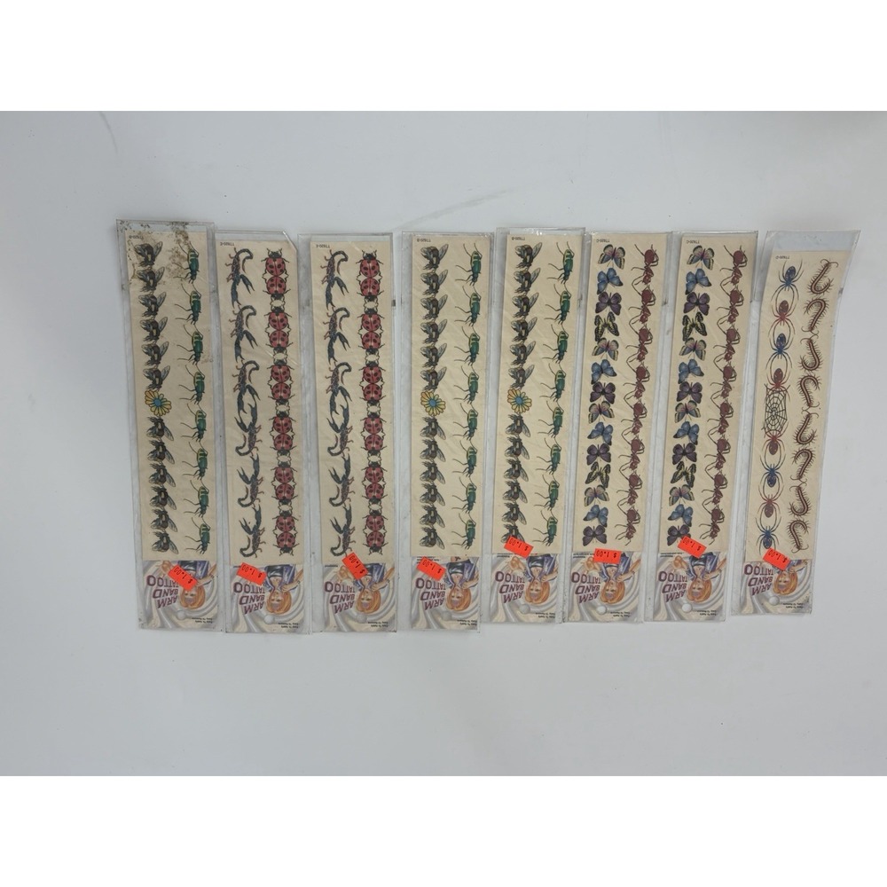 Vintage Arm Band Temporary Tattoos Lot Mixed‎ Designs As Is Ephemera 90s
